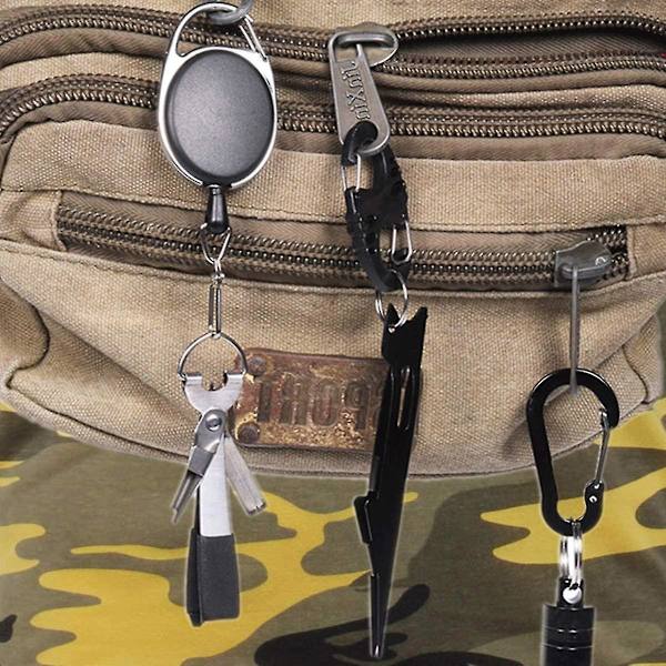 Kalastus Zinger Retractor 5 kpl 360 asteen pyörivällä soljella kalastukseen, kiipeilyyn, vaellukseen ja ulkoilulajeihin