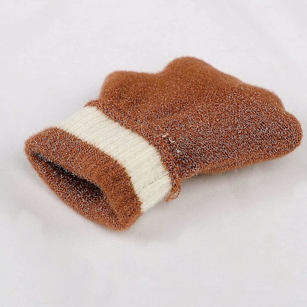 Barnens vinterklaff mjuka ull stickade vantar varma handskar (brun) 1 par
