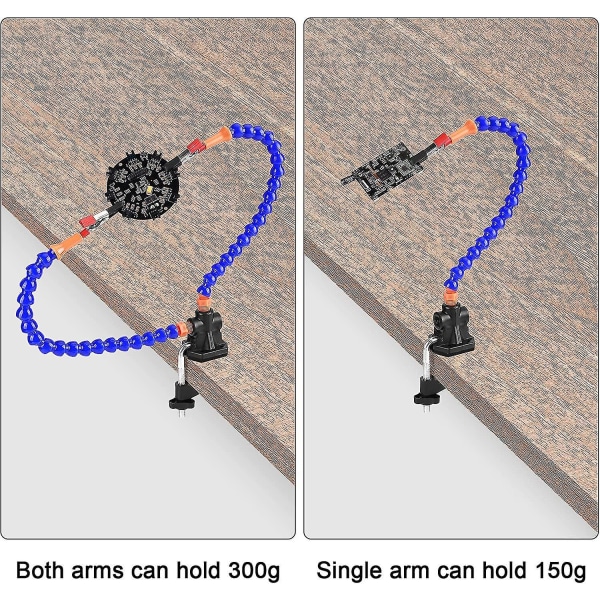 Fleksibel hjælpende hånd Tredje hånd værktøj Loddetilbehør Loddeklemme (to hænder)
