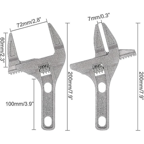 Justerbar skiftenøkkel, 16-68mm stor åpning bred kjeve aluminiumslegering skiftenøkkel med kort håndtak ultratynn Z