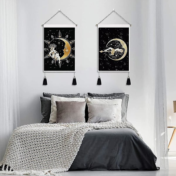 2-pack månfas tapet psykedelisk psykedelisk måndekoration för sovrum vardagsrum 35 x 50 cm