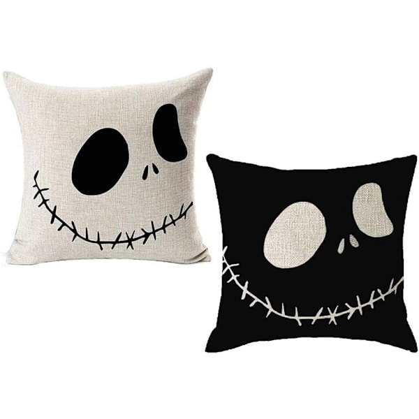 Mareridt Før Jul Bomuldslinned Kvadratisk Pudebetræk Dekorativ Pudebetræk til Sofa 18\\\"X18\\\" Halloween Overlay
