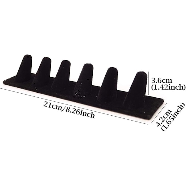 Svart sammetsring 6-fingers displayställ Organizer stativ