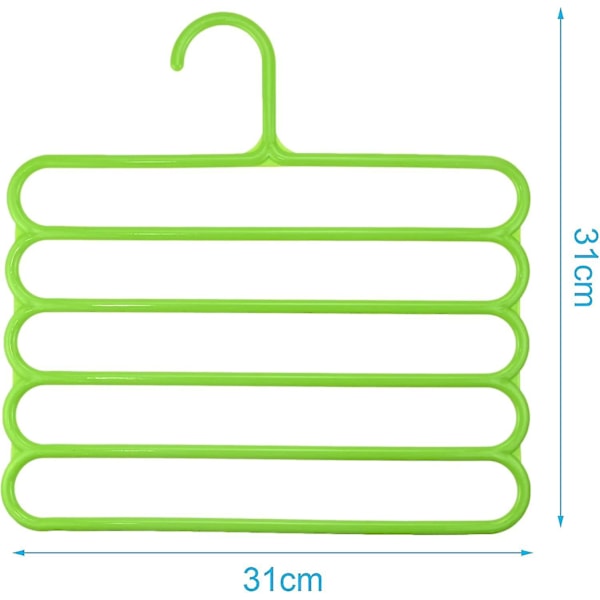 8 kappaleen tilaa säästävä housuteline, muovinen monikäyttöinen vaateripustin 5 housulle, liukumaton vaatekaappi, vihreä