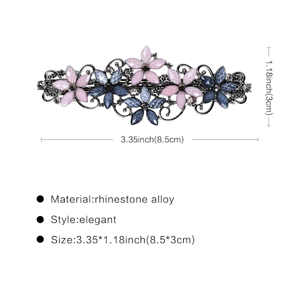 Blomster Rhinestone Hårspænder til Kvinder Fint Hår Glitter Sparkle Fancy Hårklemmer til Kvinder Og Piger Elegant (Pink& Blå)