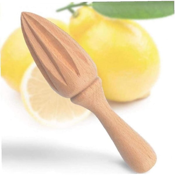 Træ citronpresser håndpresse manuel juicer frugt appelsin citrus juice ekstraktor reamers ti-hjørnet design (1 stk, gul) -z