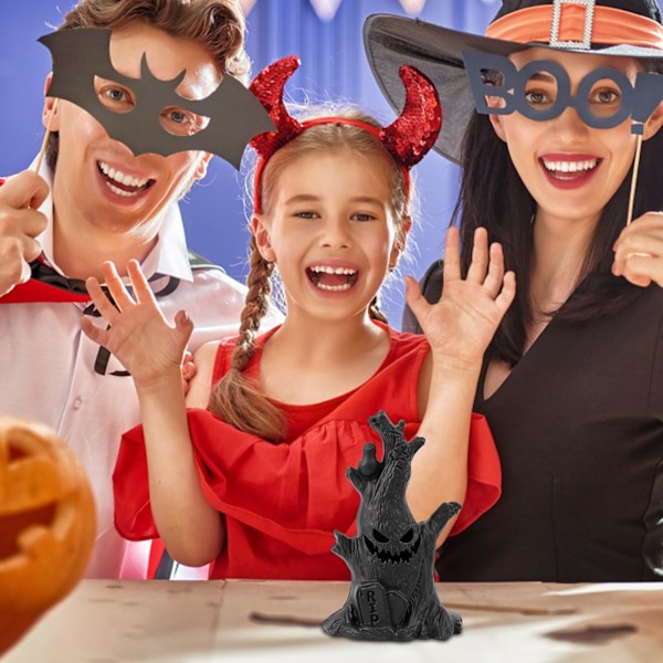 Halloween med LED-lys for festpynt, Halloween-dekorasjonstre, Grinende dekor, Halloween-rekvisitter hjemsøkt samleobjektgave