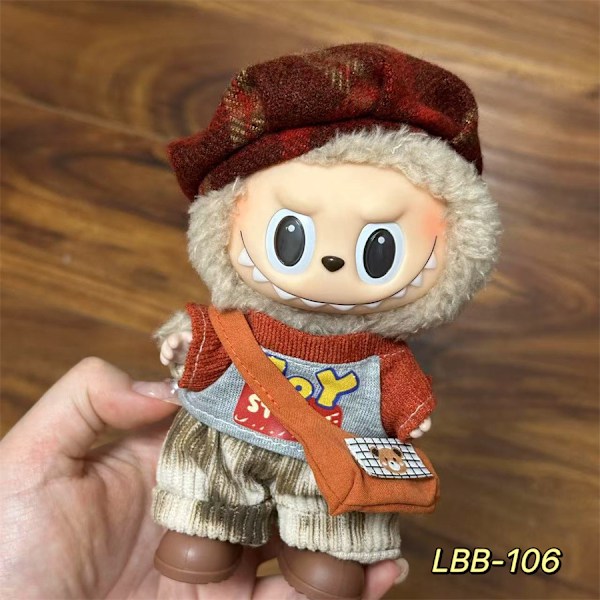 Labubu Modesæt - Outfit til 15/17cm Plysdukker, V1 V2 Stropper Bukser LBB-106