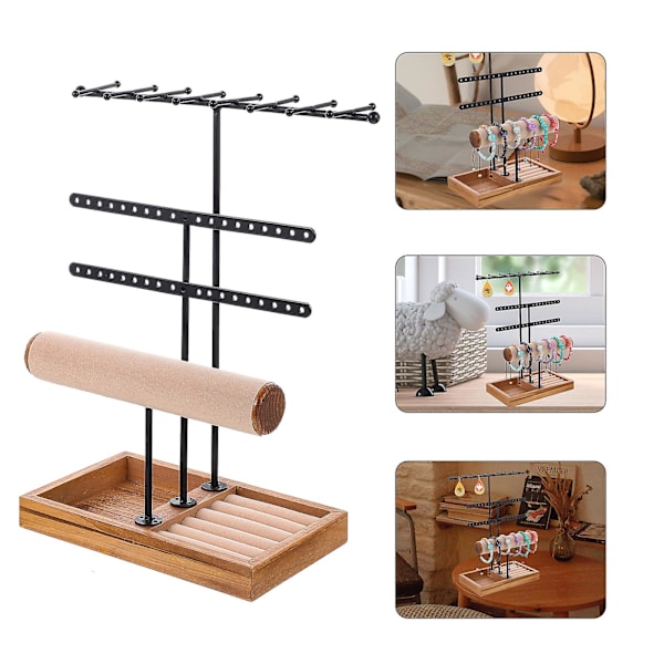 Halsbandshållare Multi-use Halsband Stativ Dekorativt Smyckeshållare Trä Armband Organizer