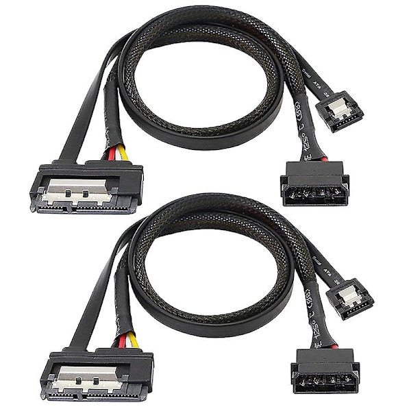 2 kpl Sata 6g datakaapeli, Sata-virta 2-in-1-jatkojohto, lp4 Ide Sata 15p naaras sarjallisen A