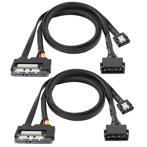 2 st SATA 6g datakabel, SATA-strömkabel 2-i-1 förlängningssladd, lp4 Ide till SATA 15p hona med seriell A