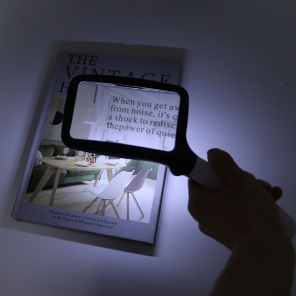 Foldbar håndholdt lup med lys, 5 LED 3X stor rektangulær læselup med dæmpbar LED til seniorer