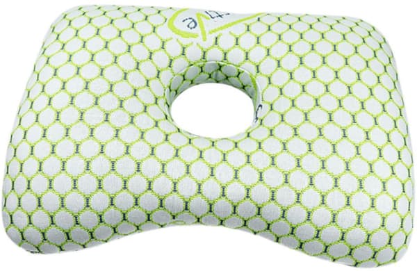 Öronhålskudde med 9 cm utskärning, mjukt andningsbart polyesterstöd, för sidosovare, piercingar och lindring av öronsmärta, vit 48x32x8cm