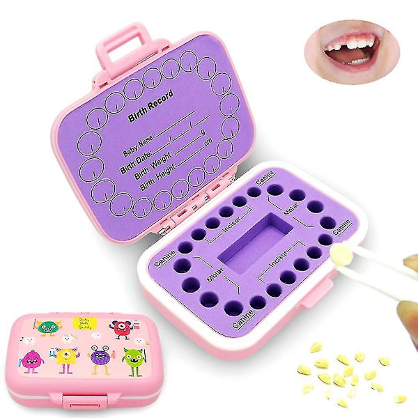 Söt förvaringslåda för mjölktänder - En minnessak för att förvara tappade tänder - Plastfodral för mjölktänder - Present till babyshower och födelsedag