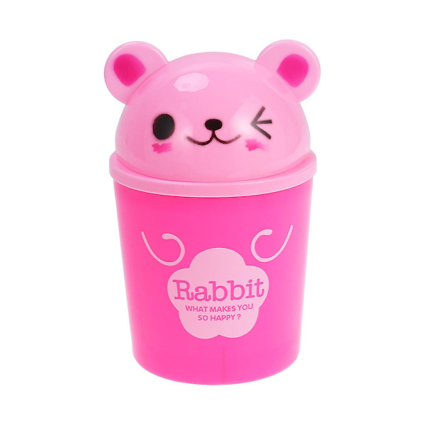 Kanin papperskorg Mini skrivbords papperskorg soporganiserare skräphållare (Rosa #C065J#)