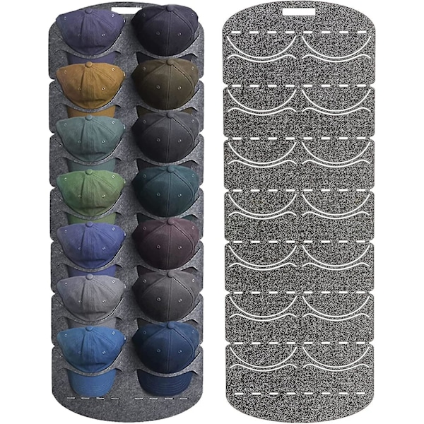 Hattstativ for baseballcaps, hengende hattstativ over døren, baseballcap-arrangør for skapvegg, 14 lommer