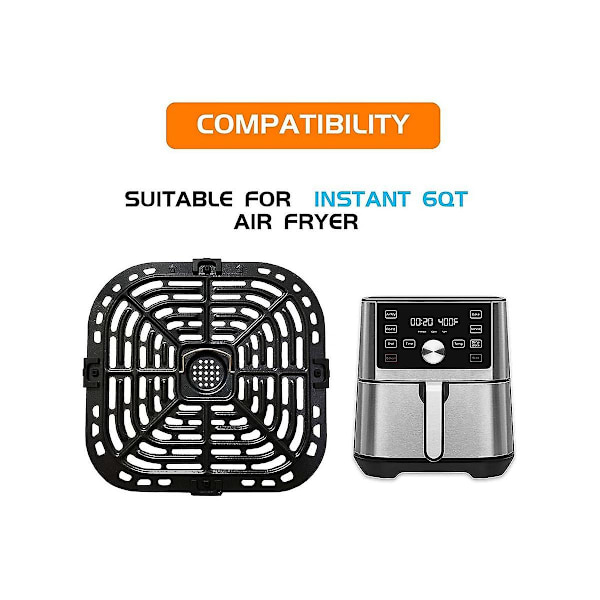 Grillplade til Instants Vortex Plus 6qt Air Fryers, Opgraderet firkantet grillpande