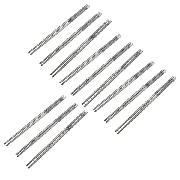 12 par rustfrie stål spisepinner varmeisolerende spisepinner (assorterte farger)