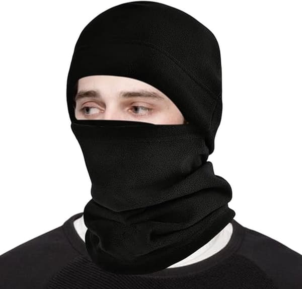 Fleece Balaclava Varm Ansigtsmaske Og Halsvarmer, Multiway Til Mænd Og Kvinder, Skiløb, Cykling Og Vinterbrug, Sort, One Size
