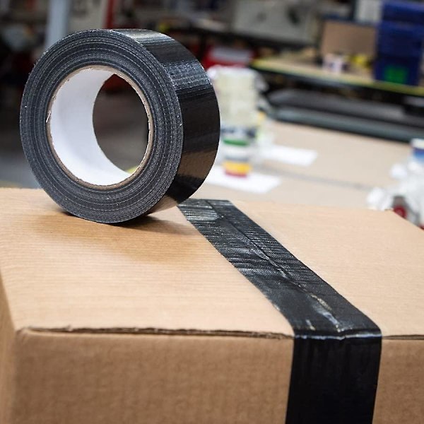 Musta rulla teippiä, Gaffer-teippi, 48 mm x 45 m, Vahva teippi, Raskaan tehtävän liimakangasteippi, Supertahmea ja vedenpitävä Gaffa-teippi, Mattoteippi