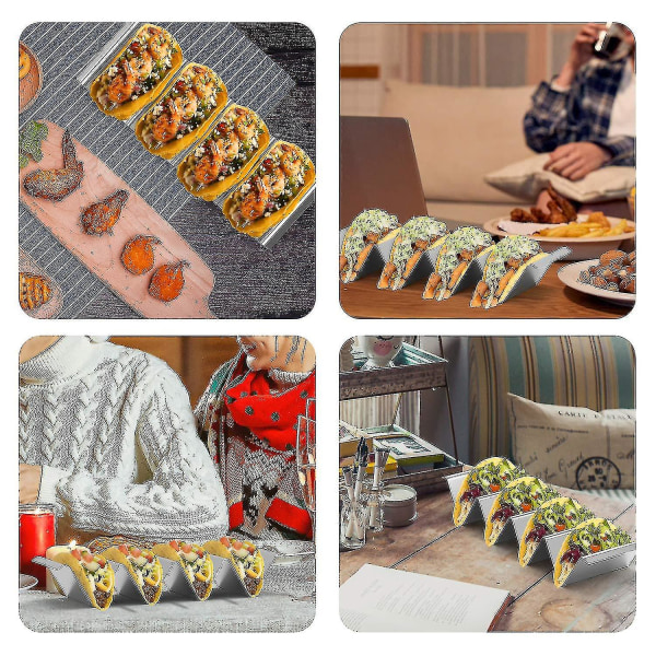 1 stk Taco-holdere, 4 rom Taco-stativ Ovnssikkert Rustfritt stål 304 Taco-stativ for restaurant og hjem