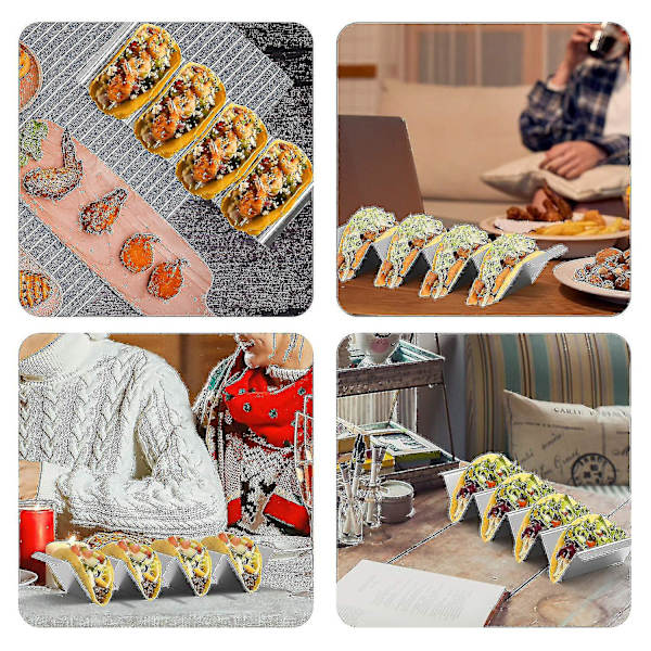 1 stk. Tacoholdere, 4 rum Tacoholder Ovnsikker Rustfrit stål 304 Tacoholder Til Restaurant Og Hjem
