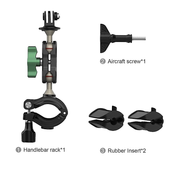Motorcykel cykelbeslag dobbelt kuglehovedarm til 12 actionkamera tilbehør