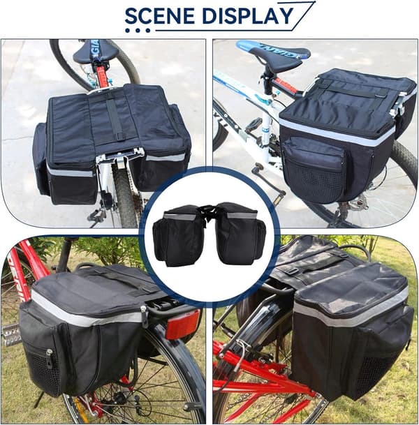 Dobbelt Cykeltaske, Vandtæt 600D, Universal Bagagebærer Montering, 2L, Til Pendling Og Turcykling, Sort