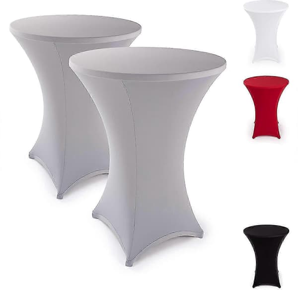 Elegant Anthracite Stretch Covers Bar Table Covers for Bistro Table Silver gray 80 2 Set Silver  gray 80  2 Set