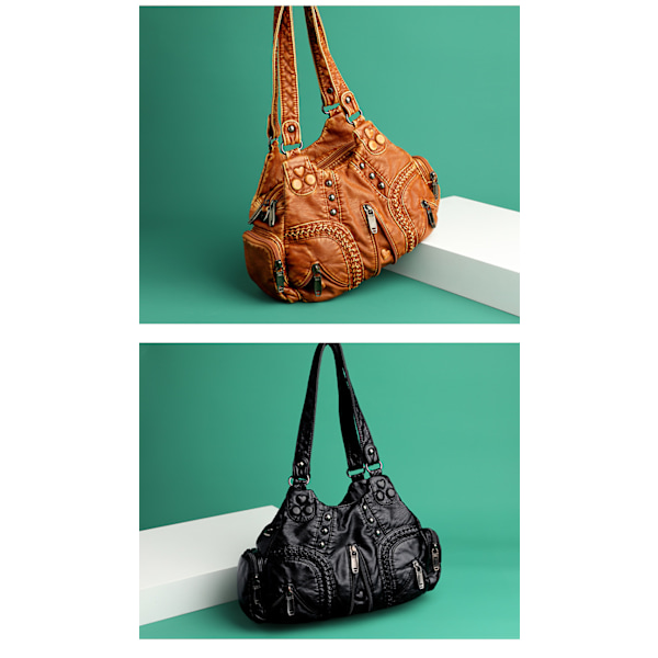 Damehåndtasker, fashionable skuldertasker, halvmånetasker, bløde PU-læder crossbody-tasker, damehåndtasker