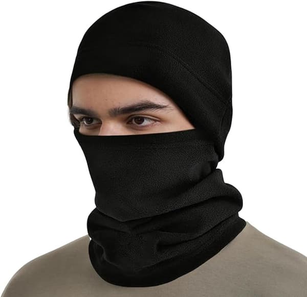 Fleece Balaclava Varm Ansigtsmaske Og Halsvarmer, Multiway Til Mænd Og Kvinder, Skiløb, Cykling Og Vinterbrug, Sort, One Size