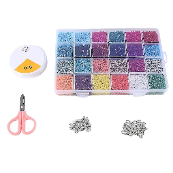 Smykkefremstillingssæt med glasperler, armbåndsperler, transparente løse perler, 3 mm, glasperletilbehør