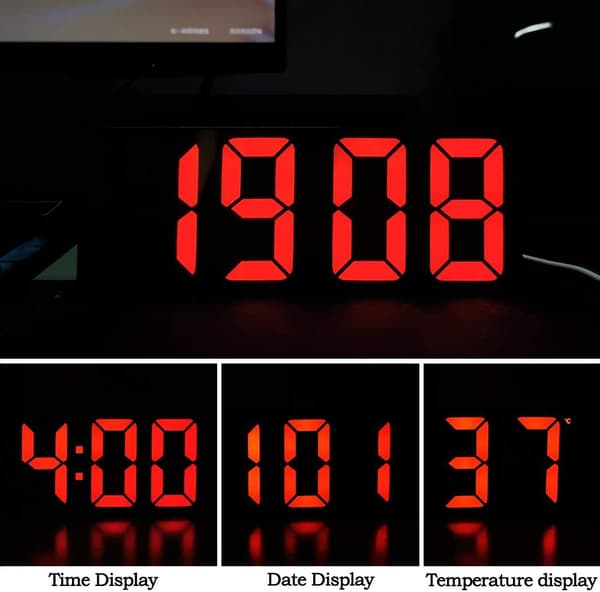 Digitalt Vækkeur - Dæmpbart med Temperatur/Dato Visning
