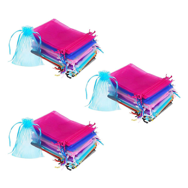 150 stk. 4 x 6 tommer organza gaveposer med snørelukning til smykker, bryllupsfest, gaveposer (multi