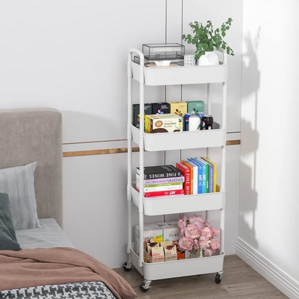 Plastvogn - Oppbevaringsvogn - 4-etasjers - Hvit