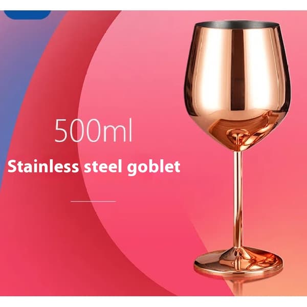 Sett med 2 roségull vinglass, 500 ml kobber vinglass, rustfritt stål vinglass, uknuselig metall vinglass