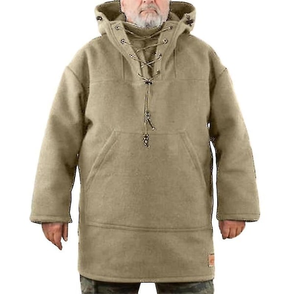 Vinter fritidsjacka för män Hood ull kraftig kappa och tröja L
