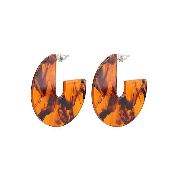 Acrylic Resin Hoop Earrings Water Drop Drape Half Hoop Leopard Stud Earrings Women