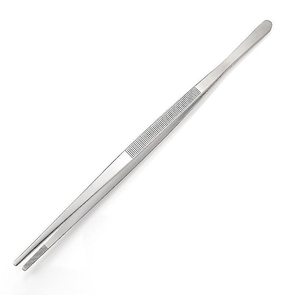 Lange rustfrie ståltænger lige pincet ekstra lange køkken mad pincet tænger til grill madlavning stegning og servering (1 stk, -t