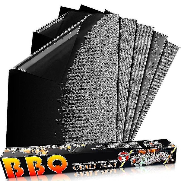 Grillmåtte, Non-stick Bbq-ark, Pakke med 5