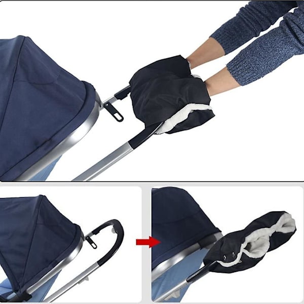 Baby Carriage Stroller Håndmuffe Vanntett Fingerless Hansker Håndvarmer Vinter