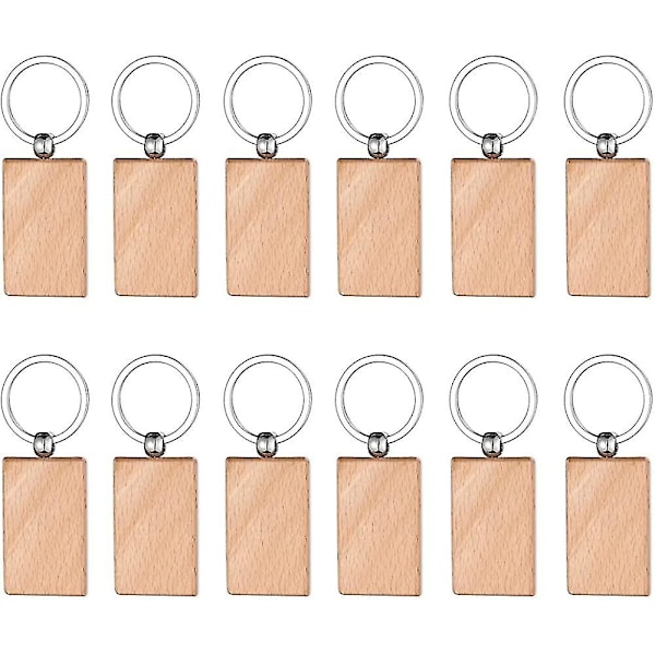 Blank Wooden Keyrings 12 Pcs Wooden Keyrings Diy Keychain Personalized For Painting Decorate -tt