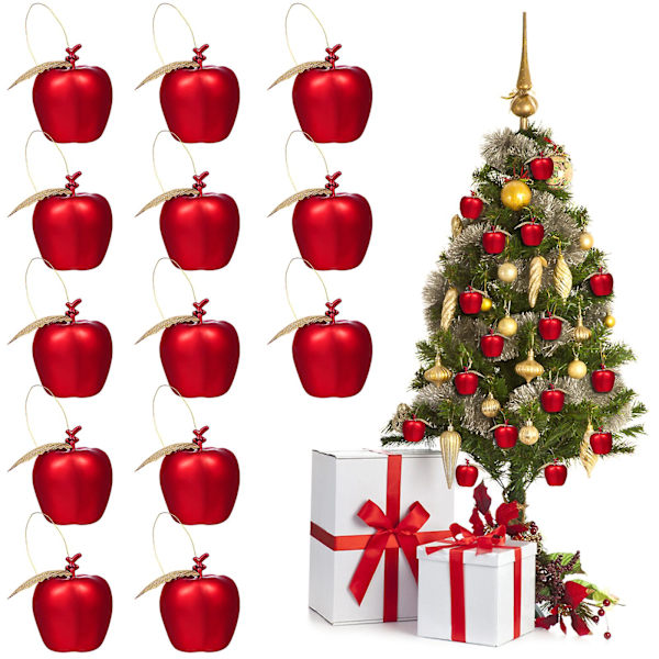 24 st Adornos Para Arbol De Navidad Hängande Prydnader Plast Äpplen Jul Dekoration Liten Dekoration