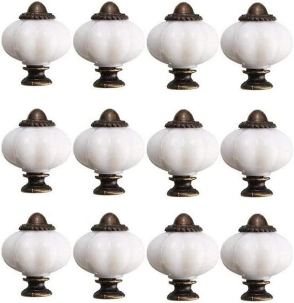 12 Pieces Cabinet Knobs 30mm Vintage Cabinet Door Knob Ceramic Door Knobs With 12 Screws White Porcelain