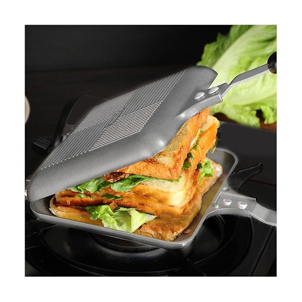 Dobbeltsidet sandwichpande Non-stick foldbar grill stegepande til brød toast morgenmad maskine kit