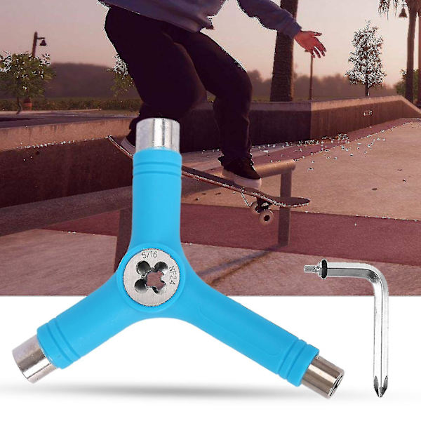 Hexagonnøgle Alt-i-én Design Multifunktion Bærbar Skateboard Y Værktøj Tilbehør Til Skate (1 stk., blå)
