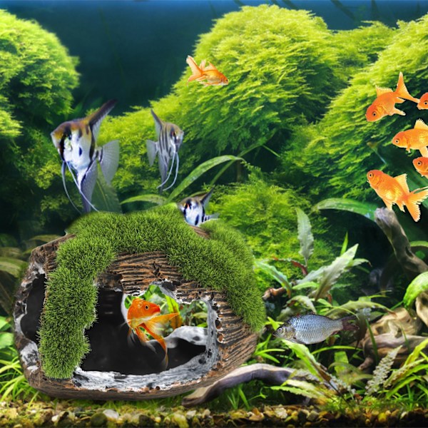Fisketank Tilbehør Dekorasjoner Resin Betta Fisk Gjemmested Hule for Fisketank Ornamenter for Smådyr Lek Hvile Gjemme Avl