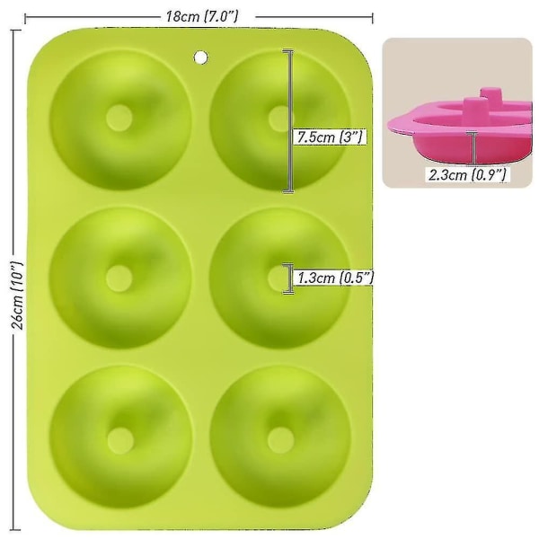 Silikone Donutform, 6 Hulrum Non-stick Silikone Donutform Til Doughnuts, Bagels - Sæt Af 4