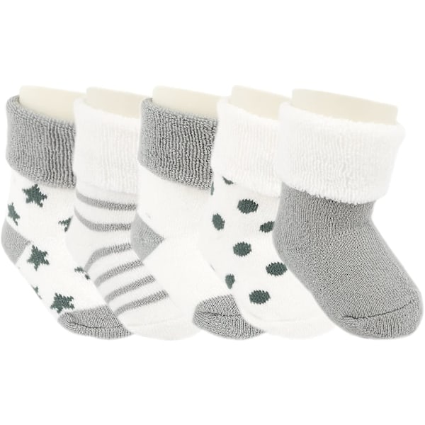 Baby Toddler Ankle Tjocka Sockor Vinterstrumpor Pack Om 5