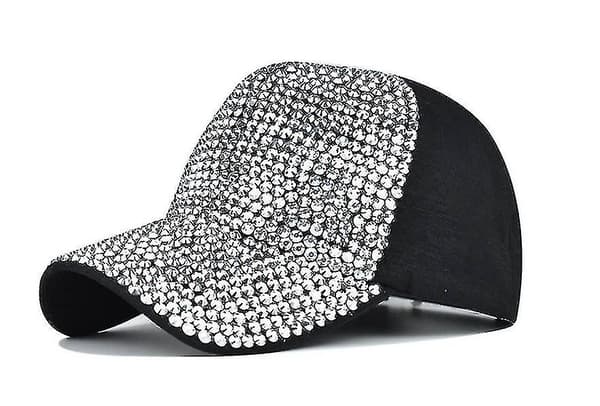 Bling Baseballkeps för kvinnor med full diamantdesign, justerbar hatt, silver silver